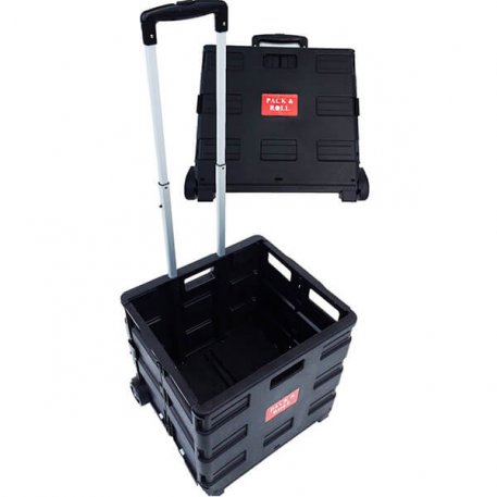 Pack and Roll Folding Shopping Trolley Cart Crate