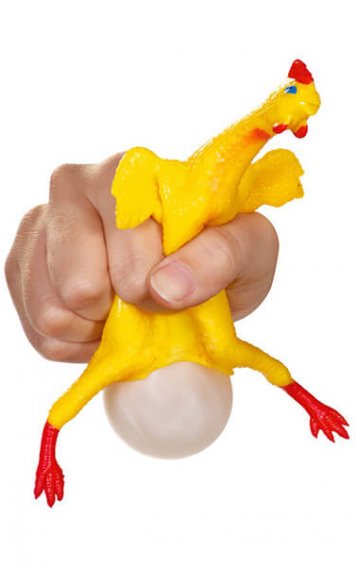 egg laying rubber chicken